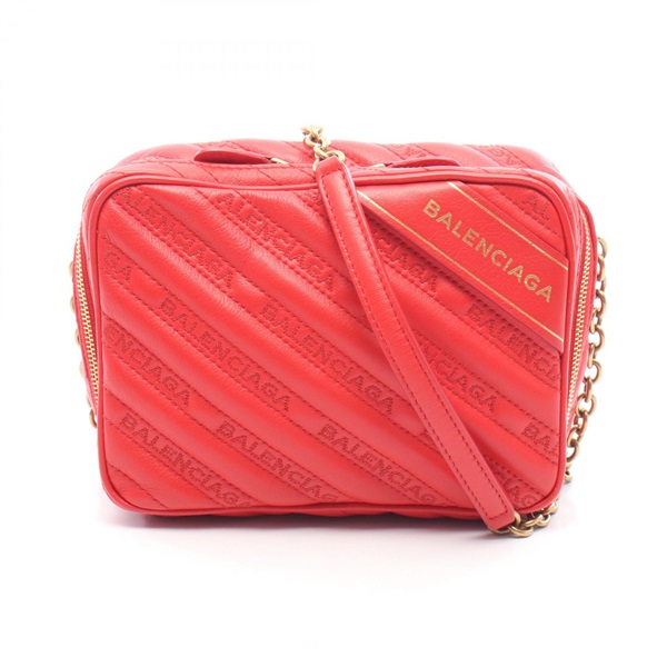 BALENCIAGA Blanket Reporter XS Chain Crossbody Shoulder Bag 502026 leather Red