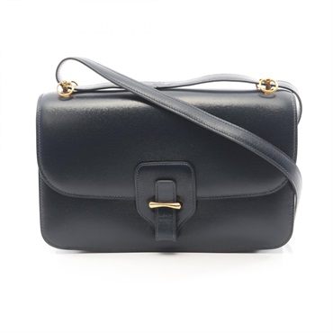 HERMES Dolly Shoulder Handbag Box calf leather Navy Blue Indigo GHW Used Women K