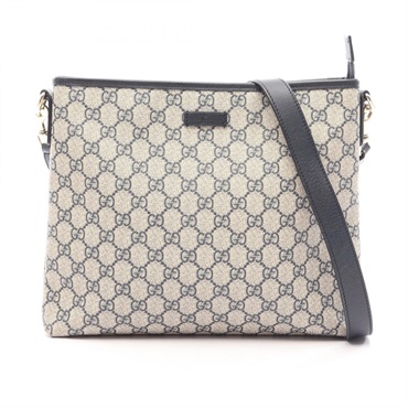 GUCCI GG Supreme Shoulder Crossbody Bag 388924 canvas leather Beige Navy Used