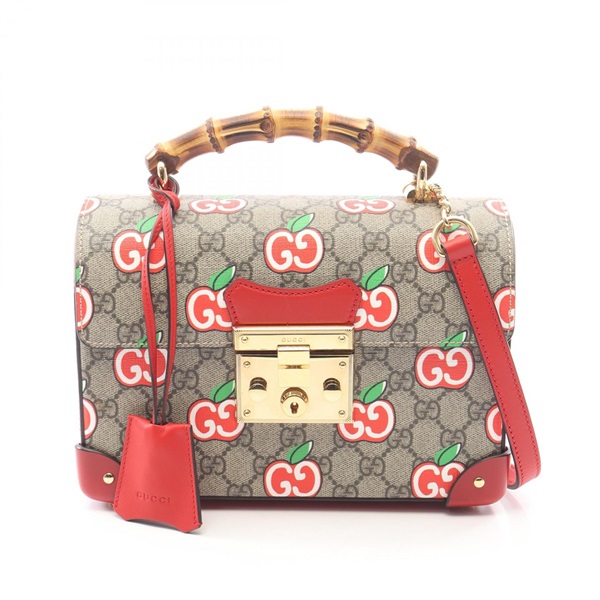 GUCCI GG Apple Small Bamboo shoulder crossbody Handbag 603221 canvas leather