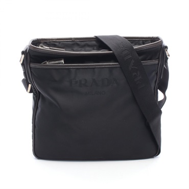 PRADA Triangle logo Shoulder crossbody Bag Nylon leather Black Used unisex