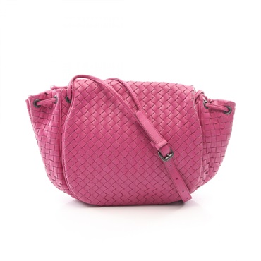 BOTTEGA VENETA Intrecciato Shoulder Crossbody Bag leather Pink Used Women