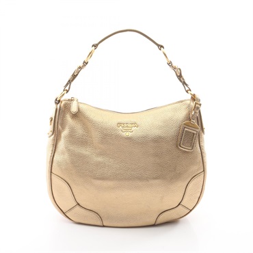 PRADA VIT.DAINO Shoulder Handbag BR3871 leather Gold Used Women