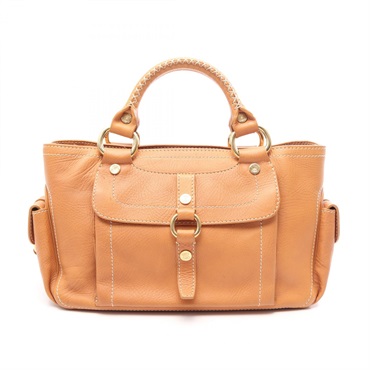 CELINE Boogie Square Tote Handbag leather Beige GHW Used Women