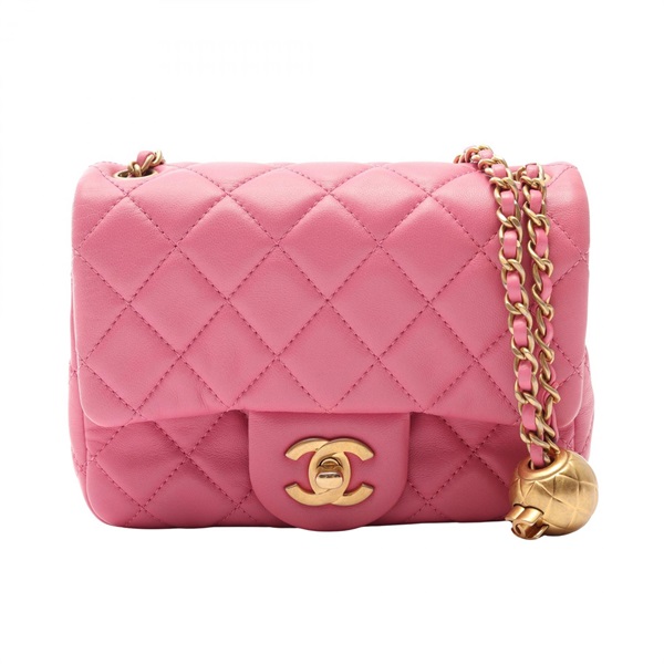 CHANEL Matelasse chain Shoulder hand Bag leather Pink Used Women GHW