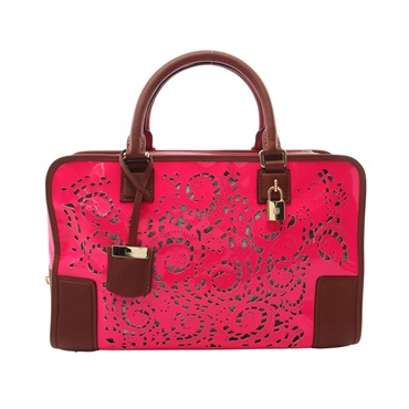 LOEWE Amazona 36 Handbag Patent leather Pink Brown Used Women