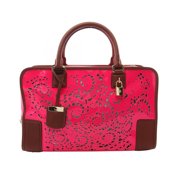 LOEWE Amazona 36 Handbag Patent leather Pink Brown Used Women
