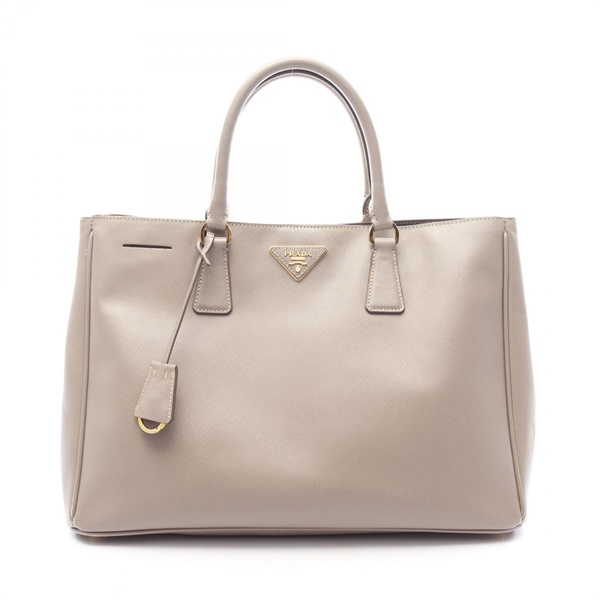PRADA SAFFIANO LUX Galleria Tote Hand Bag Leather Beige Used Women