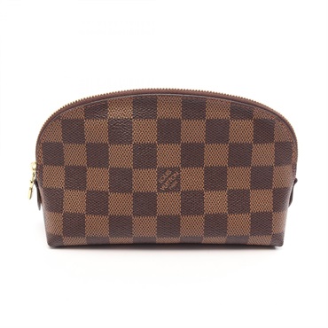 LOUIS VUITTON Pochette Cosmetic Pouch Case N47516 Damier PVC Brown Ebene Used LV
