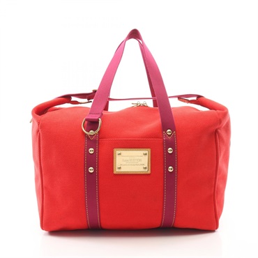LOUIS VUITTON Sac Weekend Duffel Shoulder Bag M40028 Antigua canvas Rouge Used