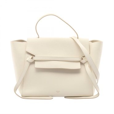 CELINE BELT MINI Shoulder Handbag leather White GHW Used Women