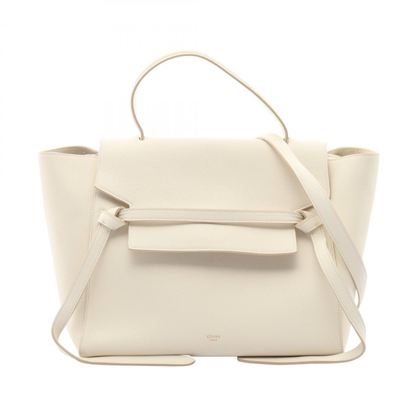 CELINE BELT MINI Shoulder Handbag leather White GHW Used Women