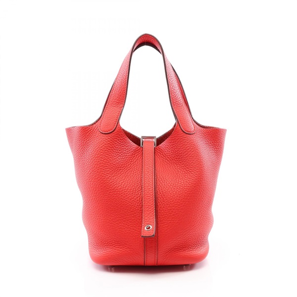 HERMES Picotin Lock PM Tote Handbag Clemence leather Rouge coeur SHW Used D