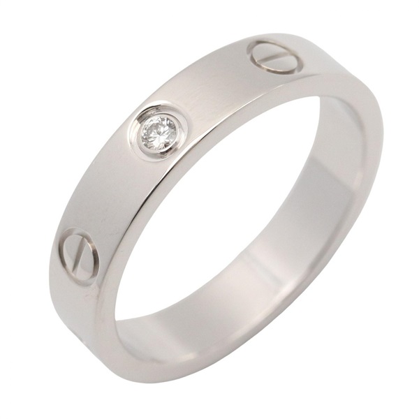 CARTIER Mini Love 1P Diamond Ring 18KWG White Gold Used women US size 6 #52