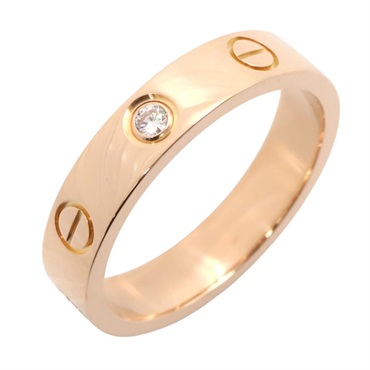 CARTIER Mini Love Diamond Ring 18KPG Pink Rose Gold Used women US size 5.25 #50