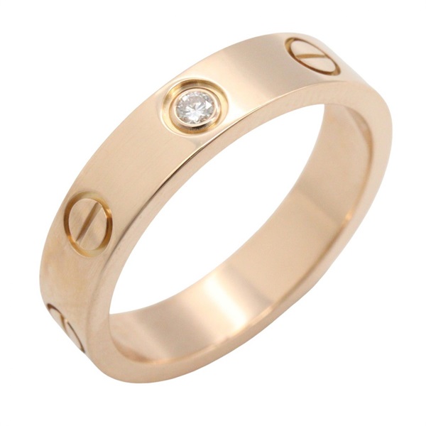 CARTIER Mini Love Diamond Ring 18KPG Pink Rose Gold Used Women US size 4.75 #49