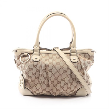 GUCCI Sukey GG Canvas Shoulder Crossbody Handbag 247902 leather Beige Used