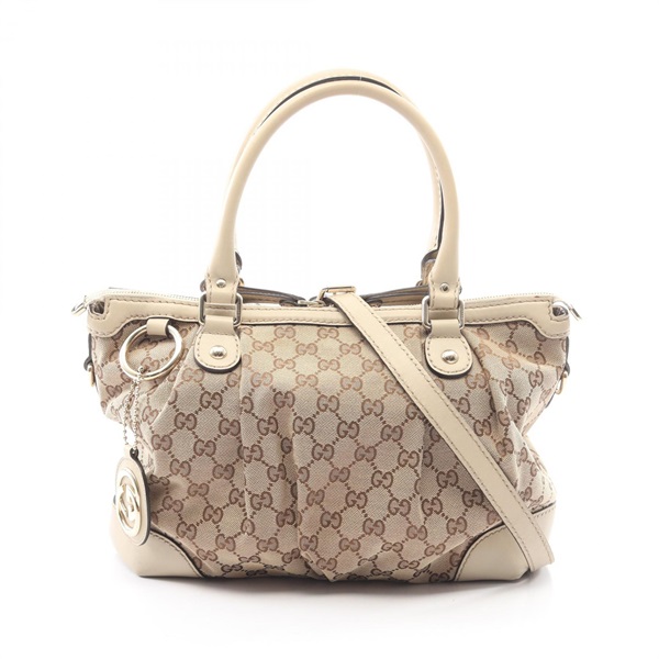 GUCCI Sukey GG Canvas Shoulder Crossbody Handbag 247902 leather Beige Used