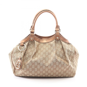 GUCCI Sukey GG canvas Tote Handbag 211944 canvas leather Brown Beige Used Women