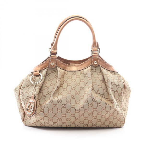GUCCI Sukey GG canvas Tote Handbag 211944 canvas leather Brown Beige Used Women