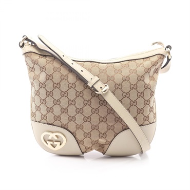 GUCCI Lovely GG Canvas Shoulder Crossbody Bag 257072 canvas leather Beige Used