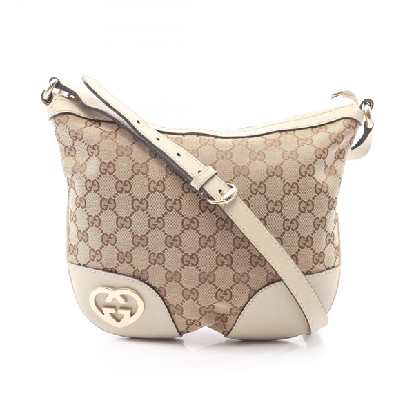 GUCCI Lovely GG Canvas Shoulder Crossbody Bag 257072 canvas leather Beige Used