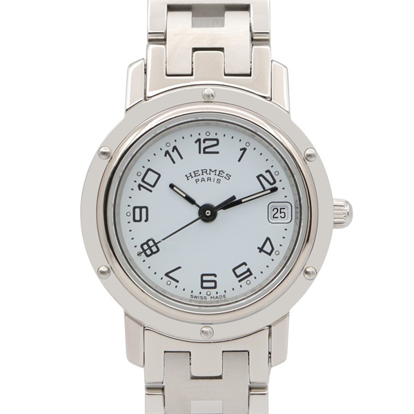 HERMES Clipper Wrist Watch CL4.210 Quartz Stainless Steel Used Women