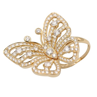 Van Cleef & Arpels Flying Butterfly Entre les Doigts Diamond Ring 18KYG US#5.5