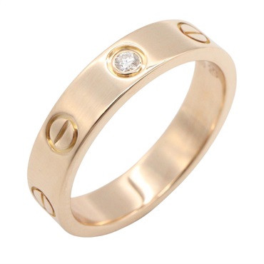 CARTIER Mini Love 1P Diamond Ring 18KPG Pink Rose Gold Used women US size 5 #50