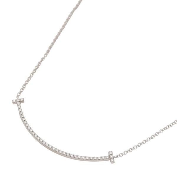 TIFFANY＆CO T Smile Small Diamond Necklace 18KWG White Gold Used Women