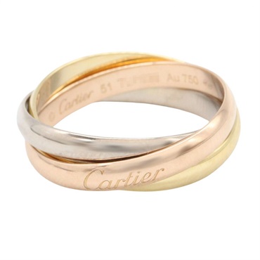 CARTIER Trinity Ring 18KYG 18KPG 18KWG Three gold used Women US size 5.75 #51