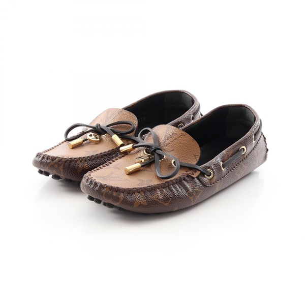 LOUIS VUITTON Gloria Line Monogram Reverse Shoes Flat Loafers #35 canvas Used LV