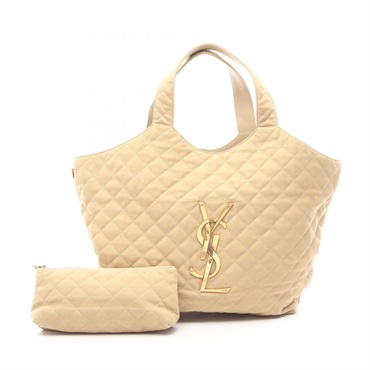 SAINT LAURENT PARIS ICARE Maxi Tote Handbag 698651 leather Beige Used Women