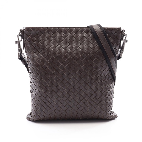 BOTTEGA VENETA Intrecciato Crossbody Shoulder Bag leather Brown Used mens