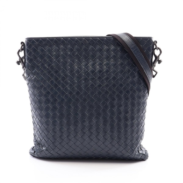 BOTTEGA VENETA Intrecciato Crossbody Shoulder Bag Shoulder Bag leather Navy Used