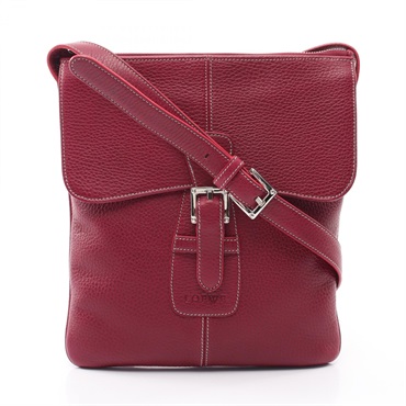 LOEWE Sender Crossbody Shoulder Bag leather Bordeaux Used Women