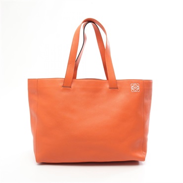 LOEWE anagram Tote shoulder hand Bag leather Orange Used Women