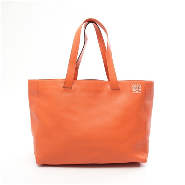 LOEWE anagram Tote shoulder hand Bag leather Orange Used Women