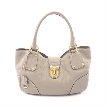 PRADA VIT.DAINO Tote Shoulder Handbag leather Gray GHW Used Women