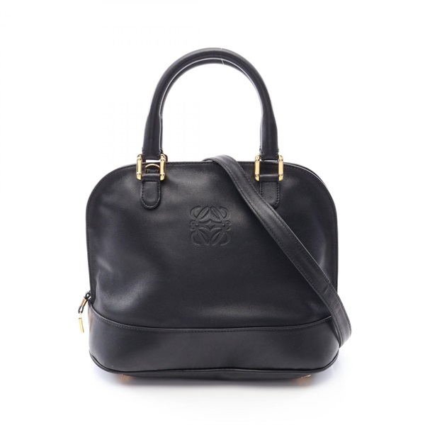 LOEWE Anagram shoulder Handbag leather Black Used Women