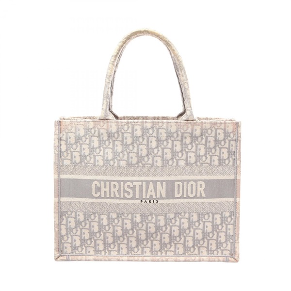 Christian Dior BOOK TOTE Medium Oblique hand Bag campus Gray White Used Women
