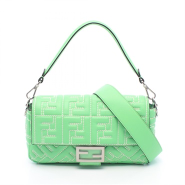 FENDI Mamma Bucket Zucca Shoulder Handbag 8BR600 leather Green Used Women