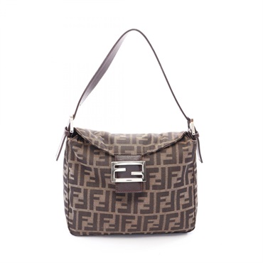 FENDI Zucca Shoulder Bag canvas leather Brown Used Women