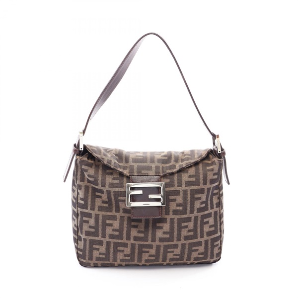 FENDI Zucca Shoulder Bag canvas leather Brown Used Women