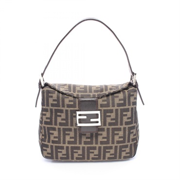 FENDI Zucca Shoulder Bag 222826426 canvas leather Brown Used Women