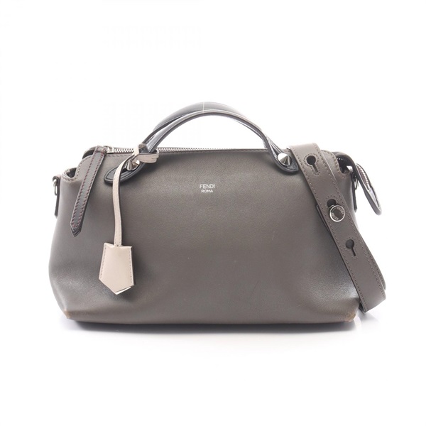 FENDI BY THE WAY MEDIUM Shoulder Handbag 8BL146 leather Gray Black Used Women
