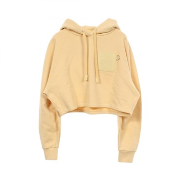 LOEWE Anagram Cropped Hoodie #L sweatshirt cotton Yellow preowned Women
