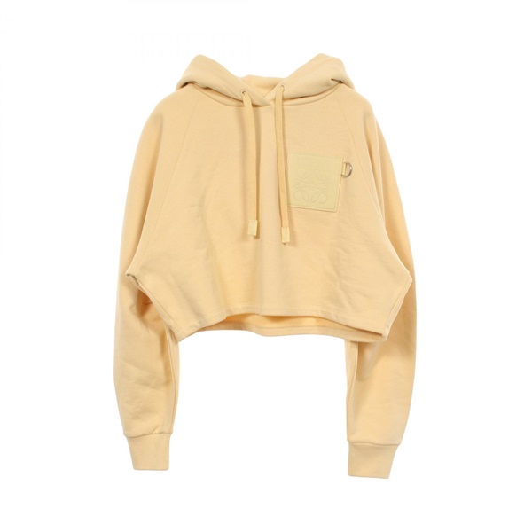 LOEWE Anagram Cropped Hoodie #L sweatshirt cotton Yellow preowned Women