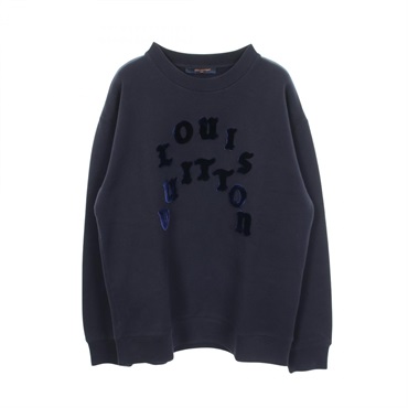 LOUIS VUITTON Tuftage Logo Crewneck sweat RM231Q cotton Navy Used mens #XL