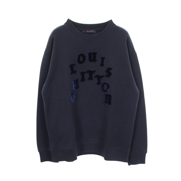 LOUIS VUITTON Tuftage Logo Crewneck sweat RM231Q cotton Navy Used mens #XL
